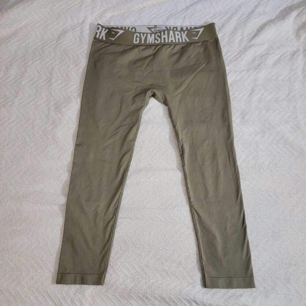 GYMSHARK "Fit" Leggings Capri Length in Olive Green - Size Medium‎ M